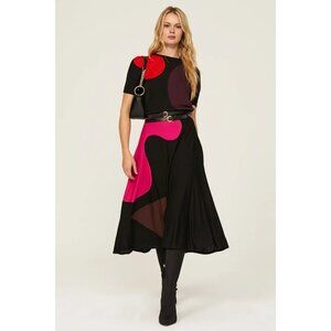 T-124. Tory Burch Color Block Jersey Skirt Black